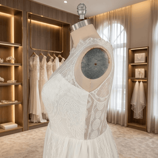 A Line Modest Chiffon Wedding Dress - Diva Melody