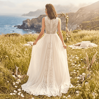 A Line Modest Chiffon Wedding Dress - Diva Melody
