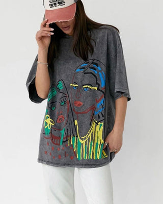 Acid Washed Print TShirt Vintage Tops - Diva Melody