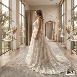 Appliques A Line Bridal Gown - Diva Melody