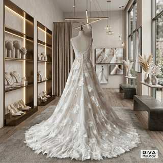 Appliques A Line Bridal Gown - Diva Melody
