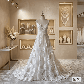 Appliques A Line Bridal Gown - Diva Melody