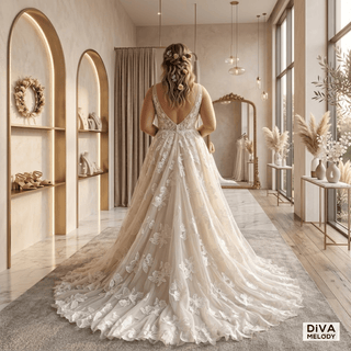 Appliques A Line Bridal Gown - Diva Melody