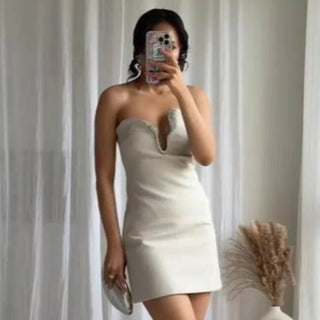 Asymmetric Rhinestone Short Skirt Set - Diva Melody