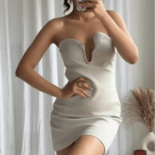 Asymmetric Rhinestone Short Skirt Set - Diva Melody