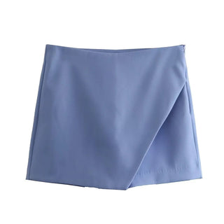 Asymmetrical Back Pockets Skorts Shorts - Diva Melody