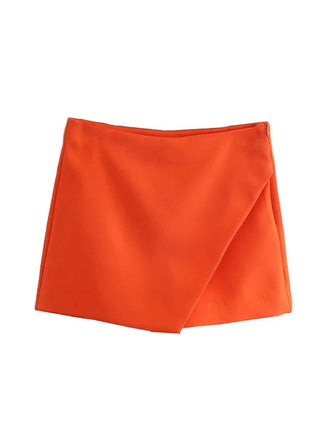 Asymmetrical Back Pockets Skorts Shorts - Diva Melody