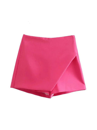 Asymmetrical Back Pockets Skorts Shorts - Diva Melody