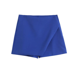 Asymmetrical Back Pockets Skorts Shorts - Diva Melody