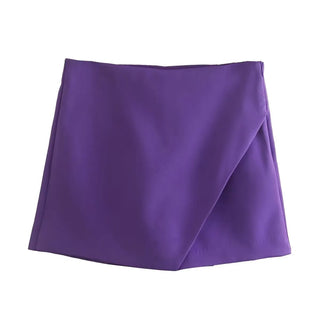 Asymmetrical Back Pockets Skorts Shorts - Diva Melody