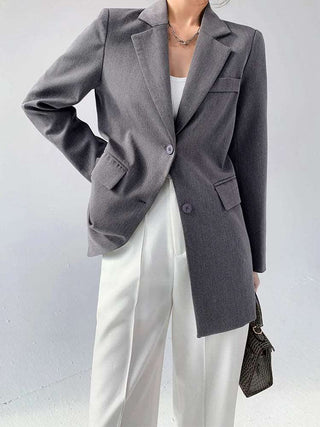 Back Button Gray Blazers - Diva Melody