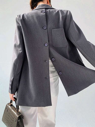 Back Button Gray Blazers - Diva Melody