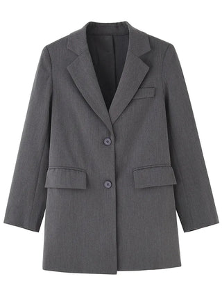 Back Button Gray Blazers - Diva Melody