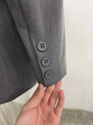 Back Button Gray Blazers - Diva Melody