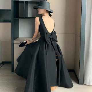 Backless Bow-tie Evening Wedding Guest Party Summer Dresses - Diva Melody Black / L Backless Bow-tie Evening Wedding Guest Party Summer Dresses - Diva Melody Black / L