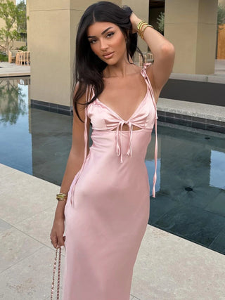 Backless Lace - Up Cut - Out Midi Dress - Diva Melody