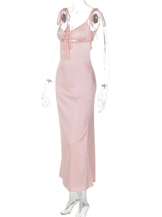 Backless Lace - Up Cut - Out Midi Dress - Diva Melody