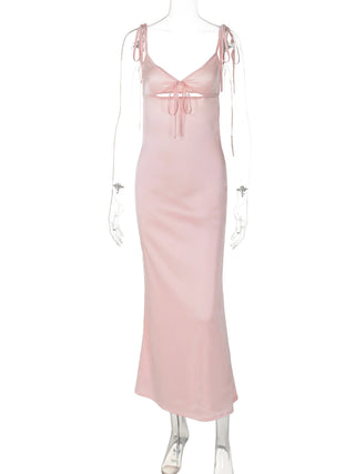 Backless Lace - Up Cut - Out Midi Dress - Diva Melody