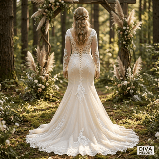 Backless Lace Vintage Wedding Gown - Diva Melody