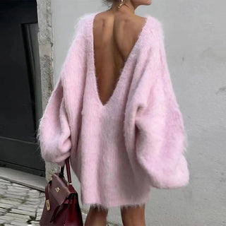 Backless Sexy Knitted Sweater - Diva Melody