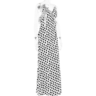 Backless Spaghetti Strap Floral Dot Maxi Dress - Diva Melody