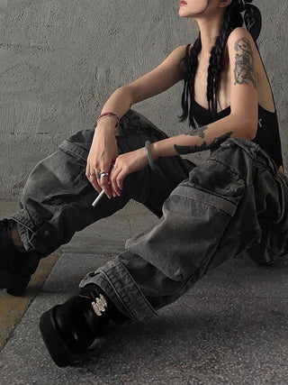 Baggy Goth Cyber Punk Denim Pants - Diva Melody