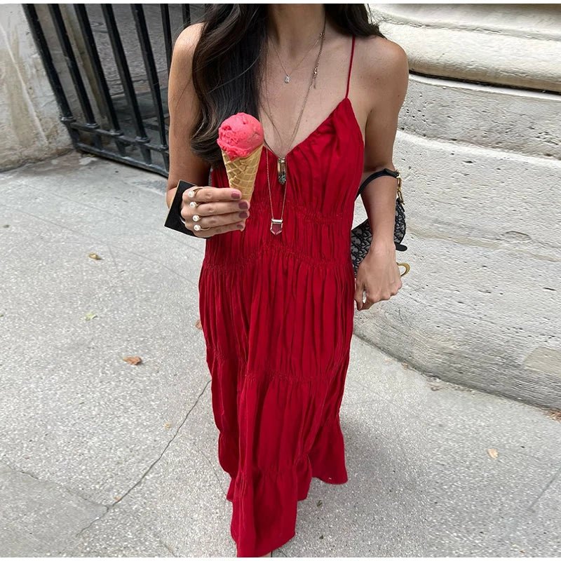 Beach Style Backless Ruffle Maxi Dress - Diva Melody Beach Style Backless Ruffle Maxi Dress - Diva Melody