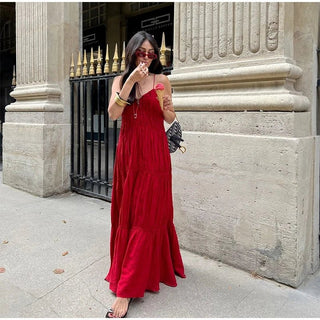 Beach Style Backless Ruffle Maxi Dress - Diva Melody