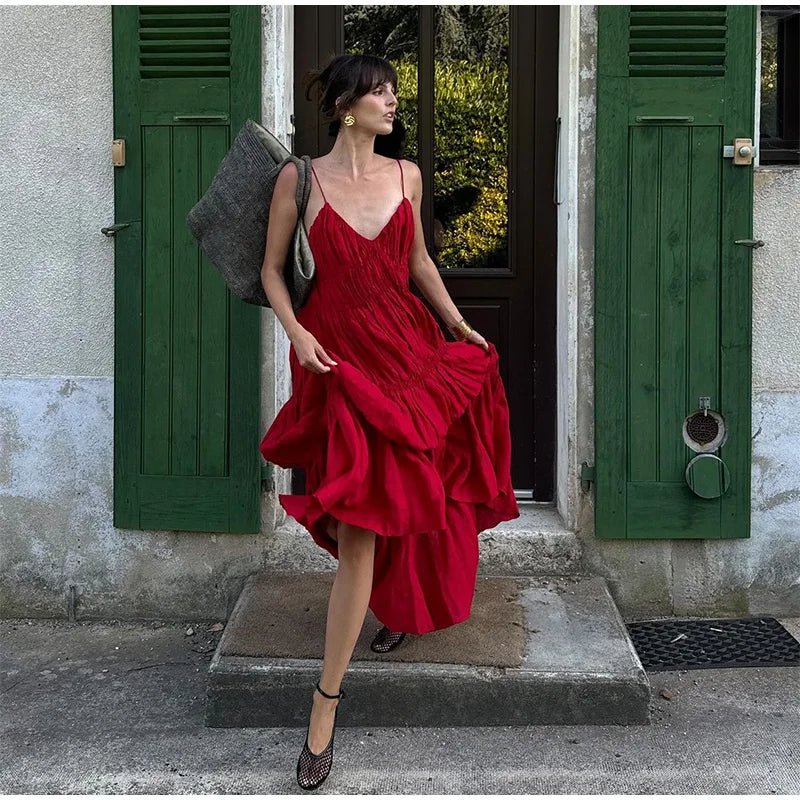 Beach Style Backless Ruffle Maxi Dress - Diva Melody Beach Style Backless Ruffle Maxi Dress - Diva Melody