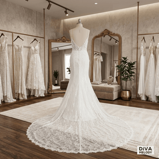 Beaded Beach Wedding Dress - Diva Melody