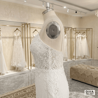 Beaded Beach Wedding Dress - Diva Melody