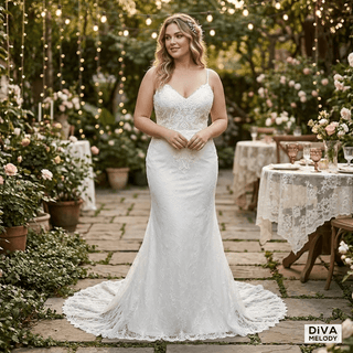 Beaded Beach Wedding Dress - Diva Melody