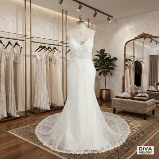 Beaded Beach Wedding Dress - Diva Melody