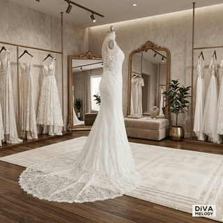 Beaded Beach Wedding Dress - Diva Melody