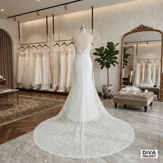 Beaded Beach Wedding Dress - Diva Melody