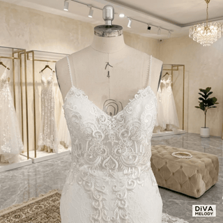 Beaded Beach Wedding Dress - Diva Melody