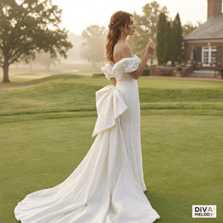 Beaded Pearl Mermaid Wedding Dress - Diva Melody