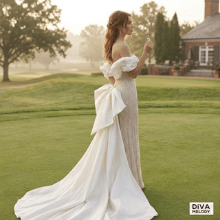 Beaded Pearl Mermaid Wedding Dress - Diva Melody