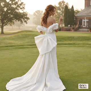 Beaded Pearl Mermaid Wedding Dress - Diva Melody