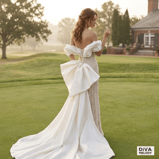 Beaded Pearl Mermaid Wedding Dress - Diva Melody