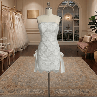 Beaded Strapless Mini Wedding Dress - Diva Melody