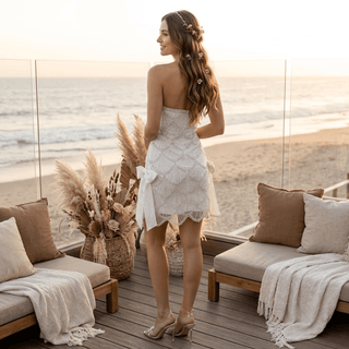 Beaded Strapless Mini Wedding Dress - Diva Melody