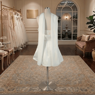 Beaded Strapless Satin Mini Wedding Dress - Diva Melody