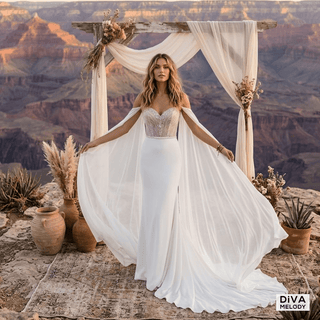 Beaded with Detachable Train Bridal Gown - Diva Melody