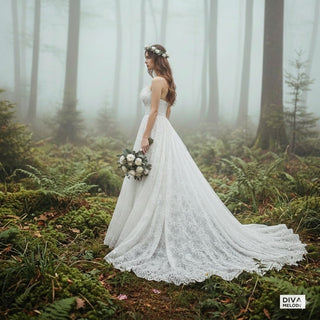 Beading Chain Halter Black Wedding Gown - Diva Melody