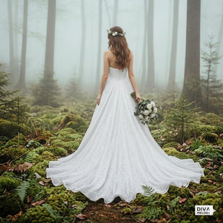 Beading Chain Halter Black Wedding Gown - Diva Melody
