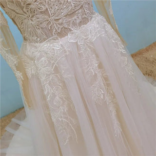 Beading Lace A Line Wedding Dress - Diva Melody