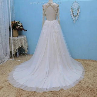 Beading Lace A Line Wedding Dress - Diva Melody