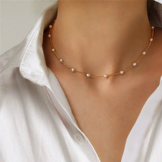 Beads Women Neck Chain Pearl Choker Necklace Jewelry - Diva Melody