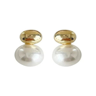 Bean Spliced Flat Pearl Earrings Jewelry - Diva Melody